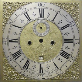 long case brass dial after restoration